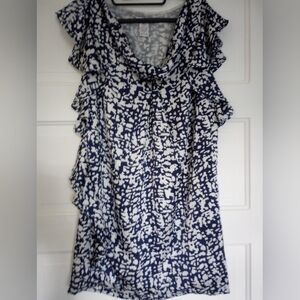 Navy/white print mini dress or long top